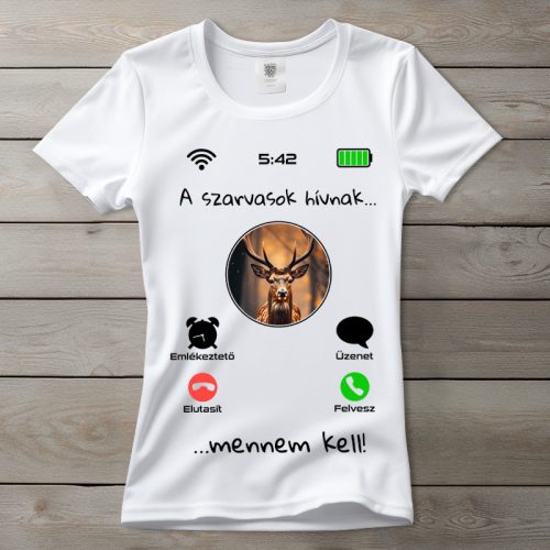 Szarvasos póló nőknek fehér színben