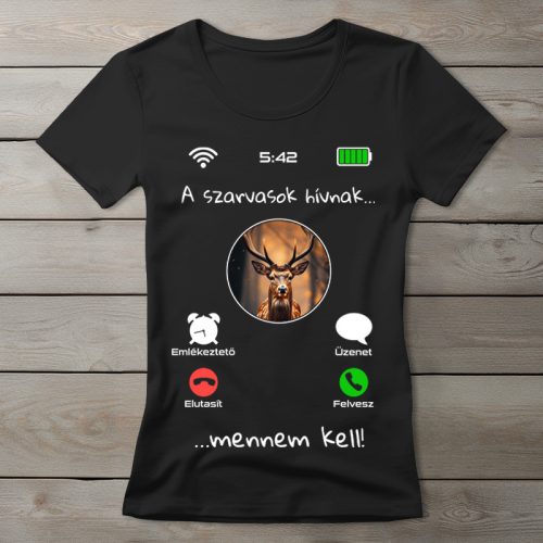 Szarvasos póló nőknek fekete színben