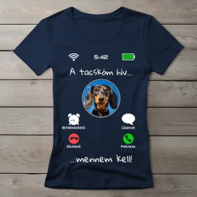 Tacskós póló nőknek sötétkék színben