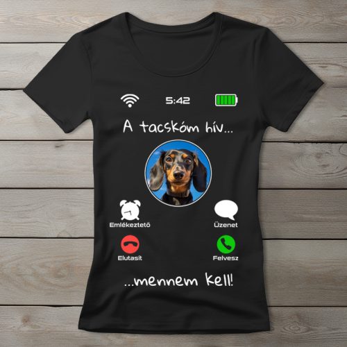 Tacskós póló nőknek fekete színben