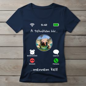 Teknősös póló nőknek sötétkék színben