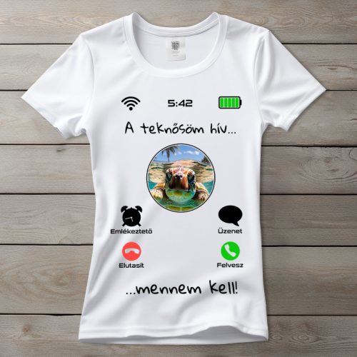 Teknősös póló nőknek fehér színben