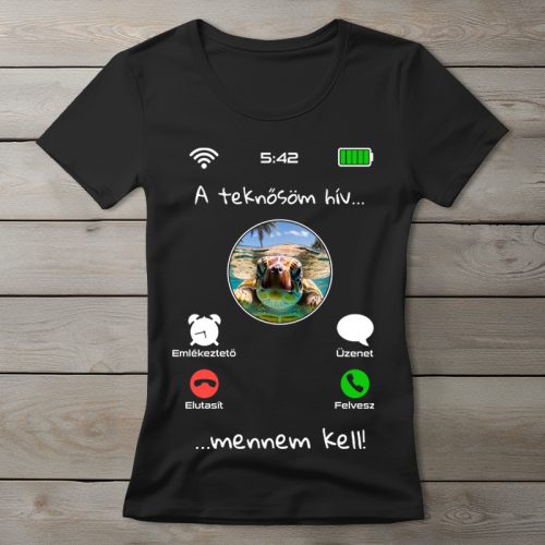 Teknősös póló nőknek fekete színben