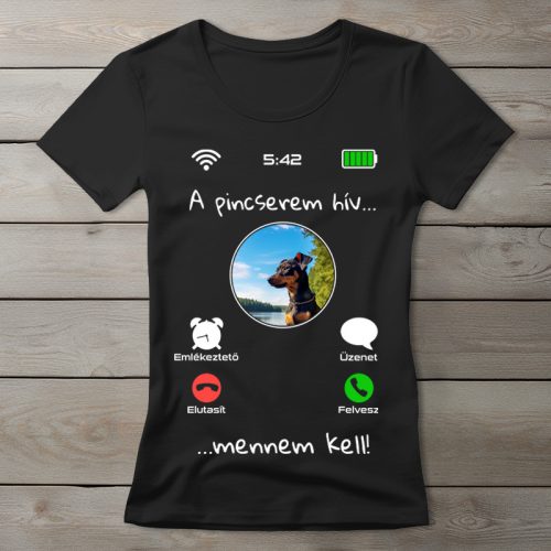 Törpe pincseres póló nőknek fekete színben