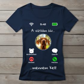 Magyar vizslás póló nőknek sötétkék színben