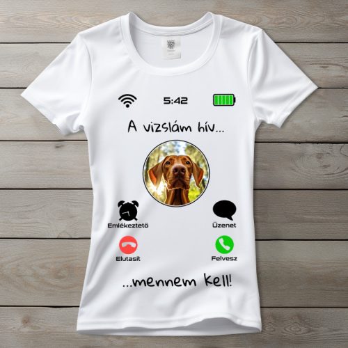 Magyar vizslás póló nőknek fehér színben
