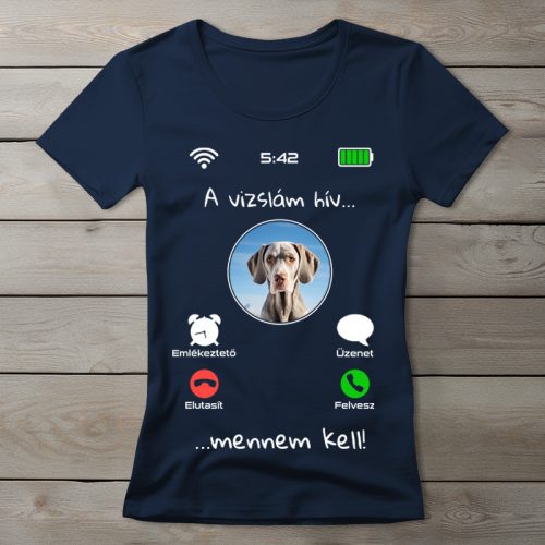 Weimari vizslás póló nőknek sötétkék színben