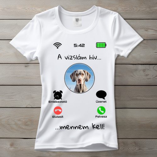 Weimari vizslás póló nőknek fehér színben