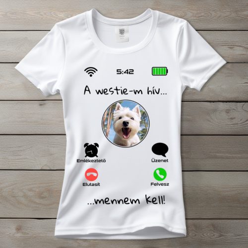 Westie-s póló nőknek fehér színben