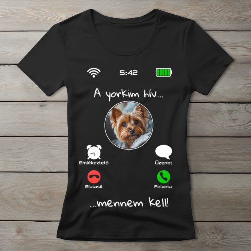 Yorkis póló nőknek fekete színben