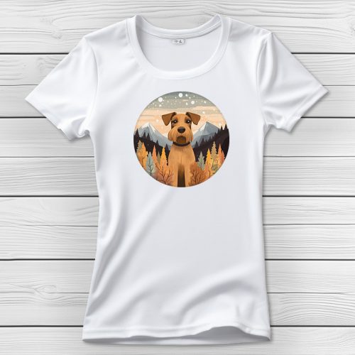 Airedale terrieres póló nőknek fehér színben