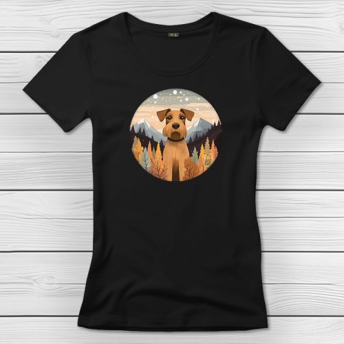 Airedale terrieres póló nőknek fekete színben