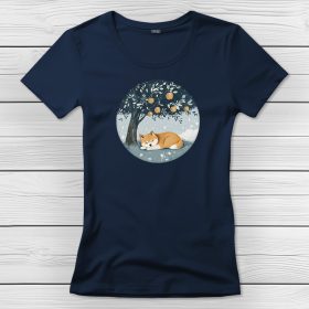 Akitás póló nőknek sötétkék színben