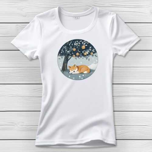 Akitás póló nőknek fehér színben