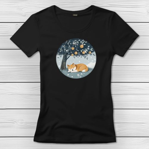 Akitás póló nőknek fekete színben