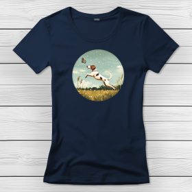 Angol pointeres póló nőknek sötétkék színben