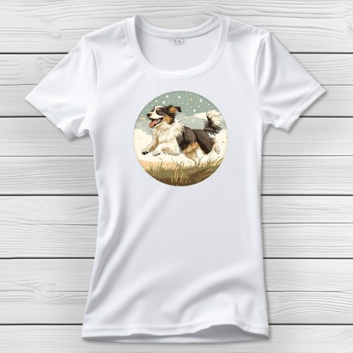 Ausztrál juhászkutyás póló nőknek fehér színben