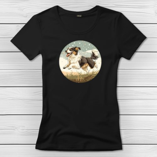 Ausztrál juhászkutyás póló nőknek fekete színben