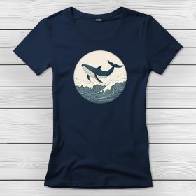 Bálnás póló nőknek sötétkék színben