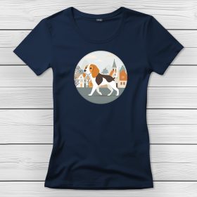 Beagleös póló nőknek sötétkék színben