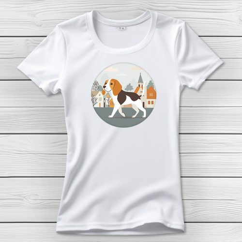 Beagleös póló nőknek fehér színben