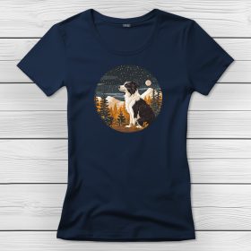 Border collies póló nőknek sötétkék színben