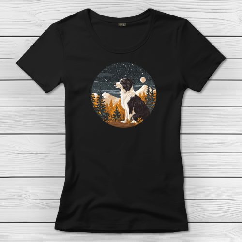 Border collies póló nőknek fekete színben