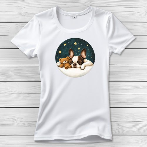 Boston terrieres póló nőknek fehér színben