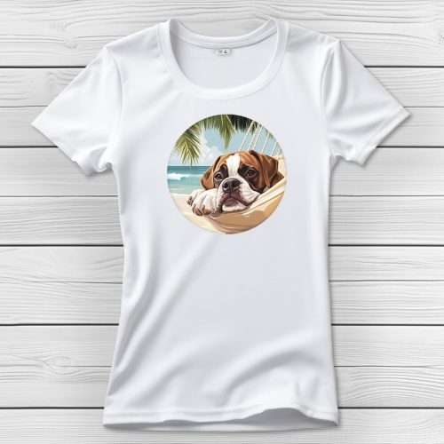 Boxeres póló nőknek fehér színben