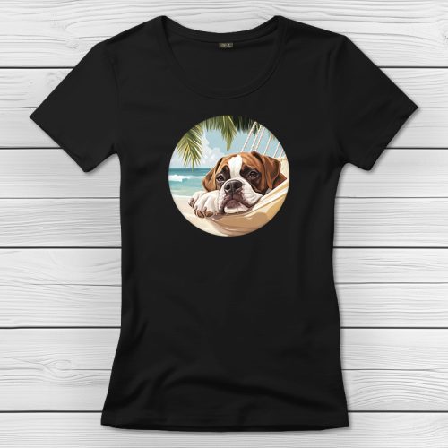 Boxeres póló nőknek fekete színben