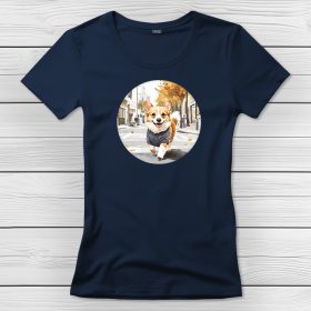 Corgis póló nőknek sötétkék színben