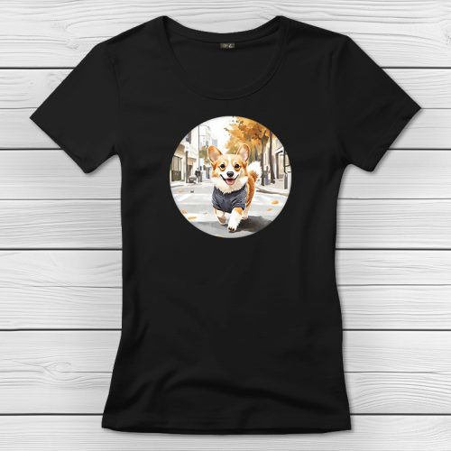 Corgis póló nőknek fekete színben