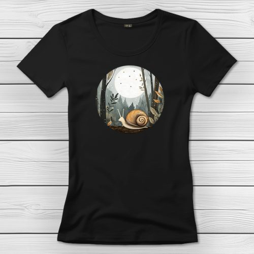 Csigás póló nőknek fekete színben