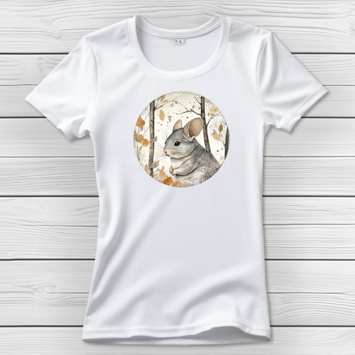 Csincsillás póló nőknek fehér színben