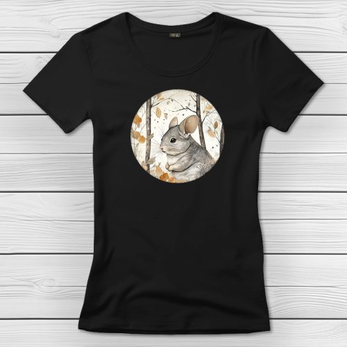 Csincsillás póló nőknek fekete színben