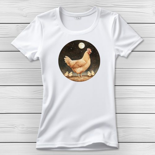 Csirkés póló nőknek fehér színben