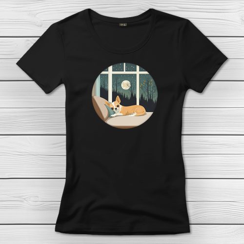 Csivavás póló nőknek fekete színben