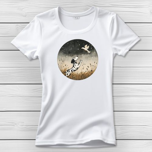 Dalmatás póló nőknek fehér színben