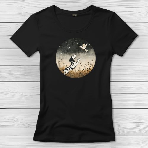 Dalmatás póló nőknek fekete színben