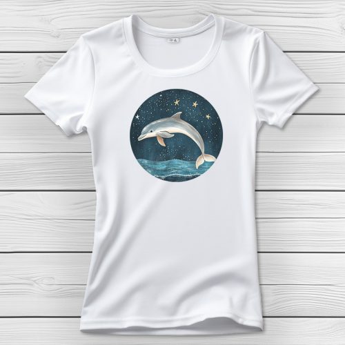 Delfines póló nőknek fehér színben