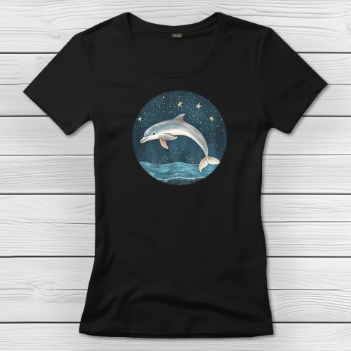 Delfines póló nőknek fekete színben