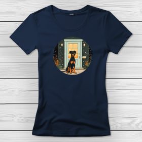 Dobermannos póló nőknek sötétkék színben