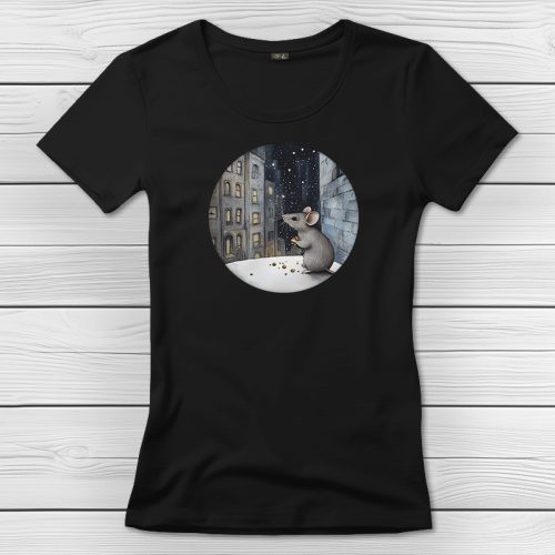 Egeres póló nőknek fekete színben