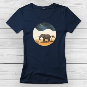 Elefántos póló nőknek sötétkék színben