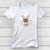 Francia bulldogos póló nőknek fehér színben