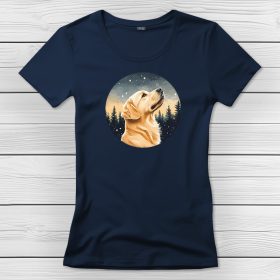 Golden retrieveres póló nőknek sötétkék színben