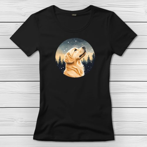 Golden retrieveres póló nőknek fekete színben