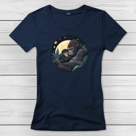 Gorillás póló nőknek sötétkék színben