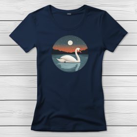 Hattyús póló nőknek sötétkék színben