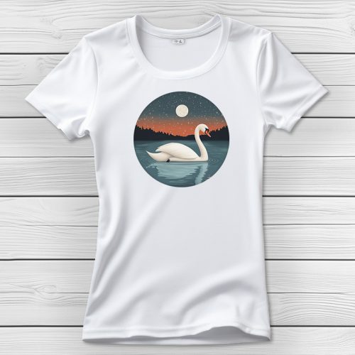 Hattyús póló nőknek fehér színben